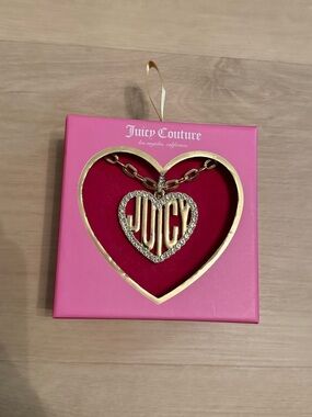 Juicy Couture Gold Crystal-Trim 'JUICY' Heart Pendant Necklace